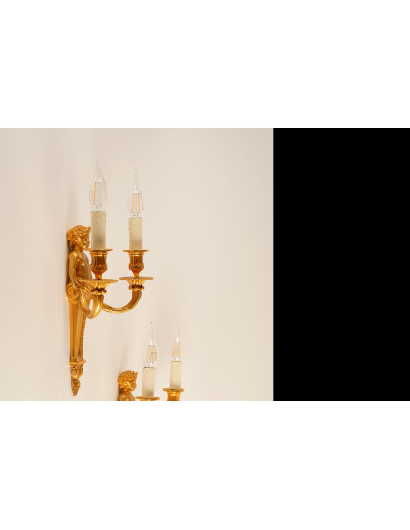 A Pair of Louis XVI style wall lights. 19th century.