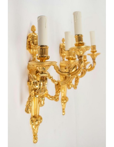 A Pair of Louis XVI style wall-lights. 19th century.