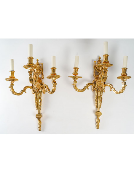 A Pair of Wall - Lights in Louis XVI Style.  19th century.