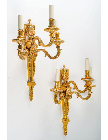 A Pair of Wall - Lights in Louis XVI Style.  19th century.