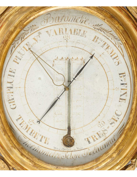 Baromètre - thermomètre d'époque Louis XVI (1774 - 1793).  XVIIIe siècle.