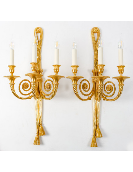 A Pair of Wall - Lights in Louis XVI Style.  20th century.