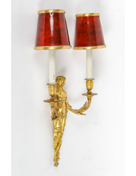 A Napoleon III Period (1851 - 1870) Pair of Wall - LIght in Louis XVI Style.  19th century.