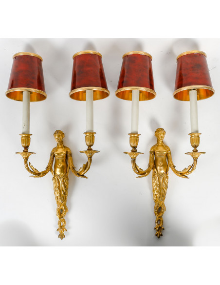 A Napoleon III Period (1851 - 1870) Pair of Wall - LIght in Louis XVI Style.  19th century.