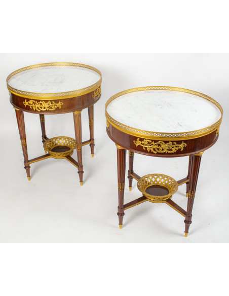 A Pair of Bouillotte Tables in Louis XVI Style.  19th century.