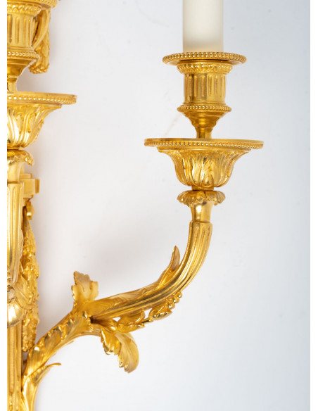 A Pair of wall-lights in Louis XVI style.  19th century.