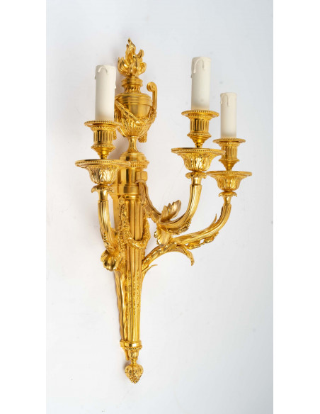 A Pair of wall-lights in Louis XVI style.  19th century.