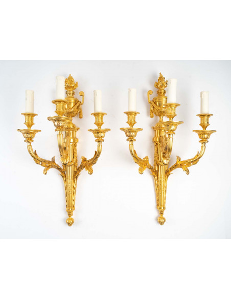 A Pair of wall-lights in Louis XVI style.  19th century.