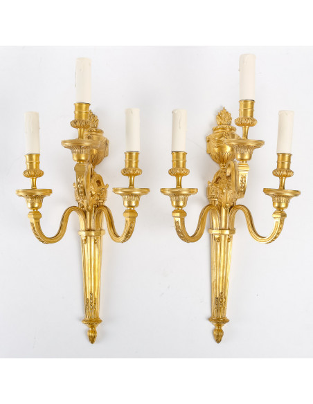 A Pair of Wall - Lights in Louis XVI Style.  19th century.