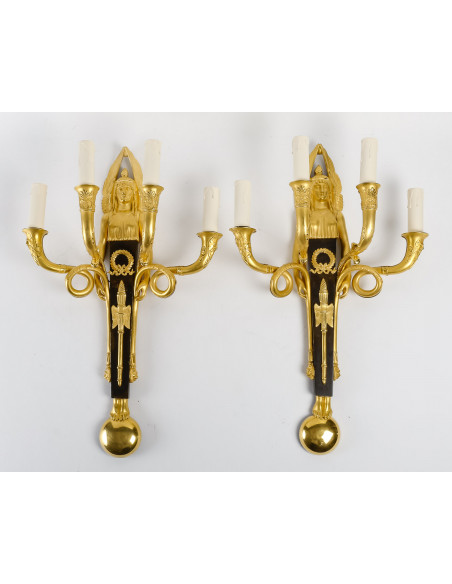 A 1st Empire Period (1804 - 1815) Pair of Wall - Lights.  19th century.