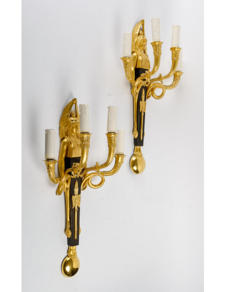 A 1st Empire Period (1804 - 1815) Pair of Wall - Lights.  19th century.