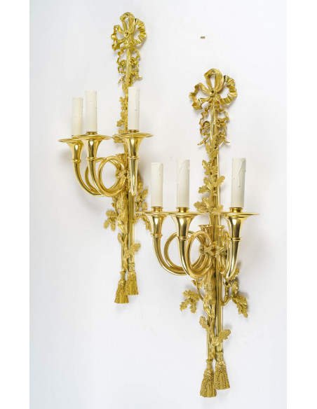 A Pair of Wall - Lights in Louis XVI Style.  19th century.