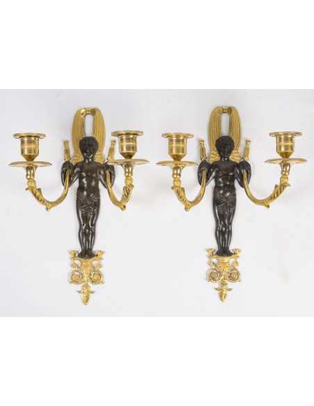 A Pair of 1st Empire Period (1804 - 1815) Wall - Lights.  19th century.