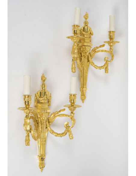 A Pair of Wall - Lights in Louis XVI Style.  19th century.