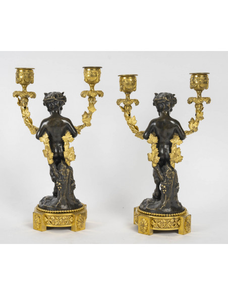 A Napoleon III Period (1848 - 1870) Pair of Candlesticks.  19th century.