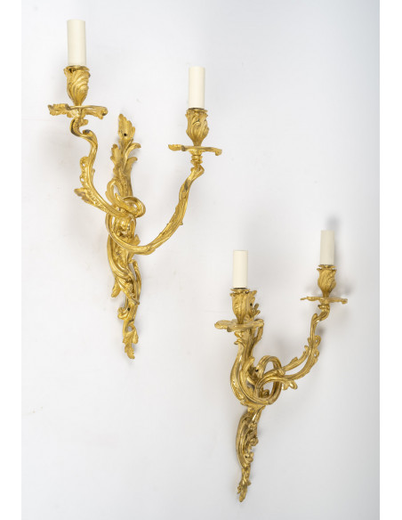 A Pair of Wall - Lights in Louis XV Style.  19th century.