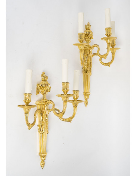 A Pair of Wall - Lights in Louis XVI Style.  19th century.