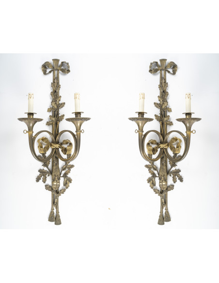 A Pair of Wall - Lights in Louis XVI Style.  19th century.