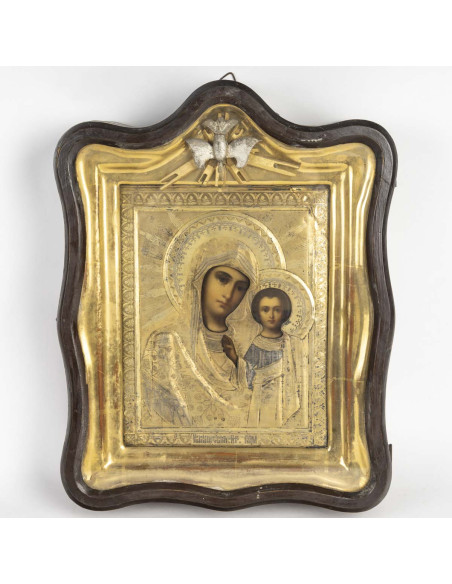 Icône représentant la Vierge de Smolensk, Russie, XIXème siècle.