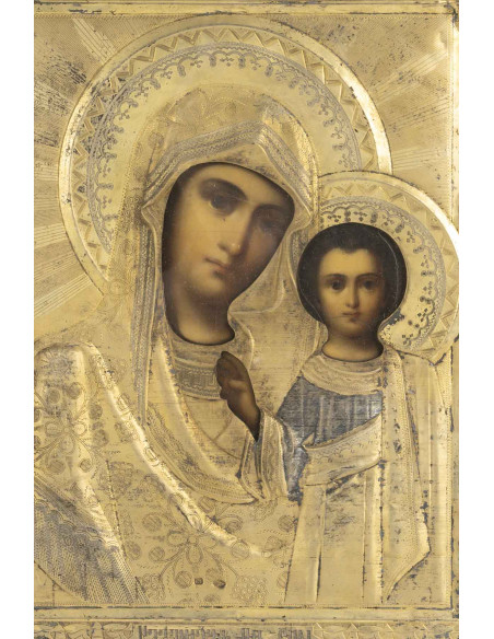 Icône représentant la Vierge de Smolensk, Russie, XIXème siècle.