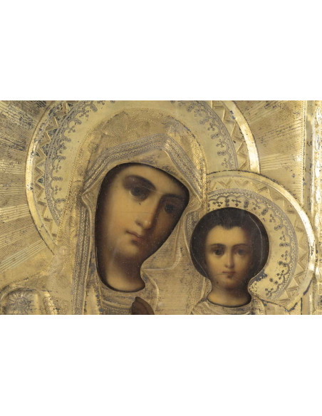 Icône représentant la Vierge de Smolensk, Russie, XIXème siècle.
