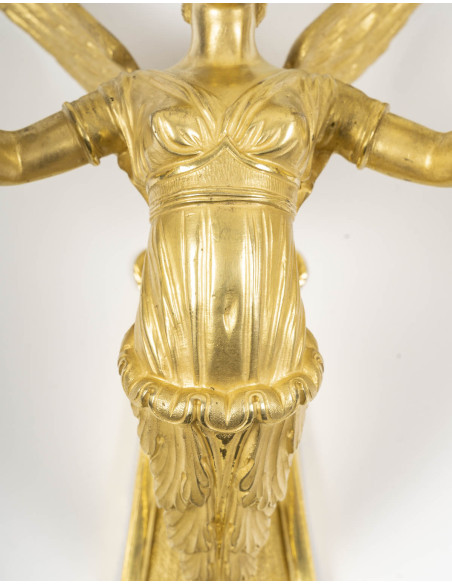 Pair Of Wall Lights Decorated With Winged Caryatids, Empire Period. 19th Century