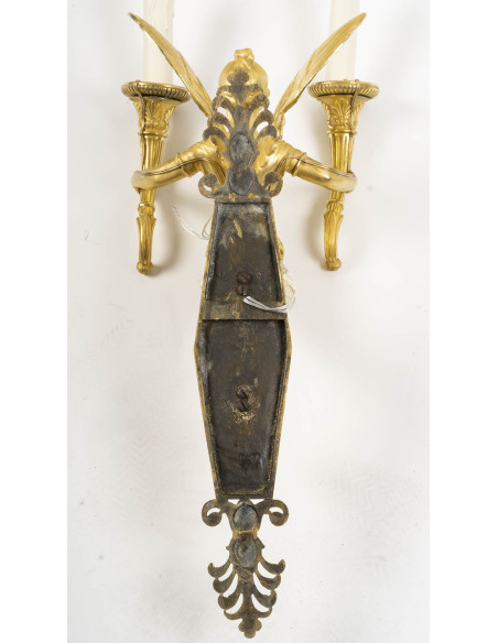 Pair Of Wall Lights Decorated With Winged Caryatids, Empire Period. 19th Century