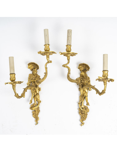 Pair Of Gilt Bronze Wall Lights... Pair Of Gilt Bronze Wall Lights...