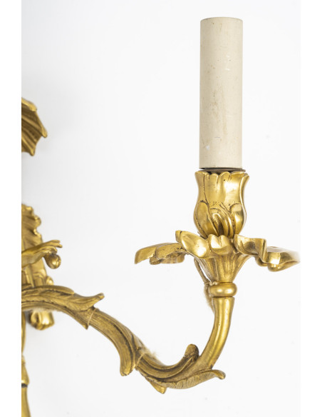 Pair Of Gilt Bronze Wall Lights Depicting A Venetian Dancing Couple, Late 19th Century