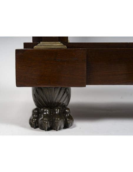 Small console table in mahogany and gilded bronze, First Empire period (1804-1815), 19th century.