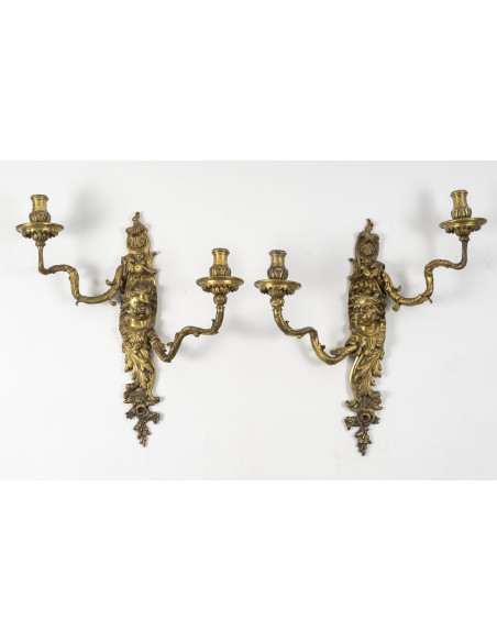 Paire d'appliques de style Régence, d'époque Napoléon III, XIXème siècle