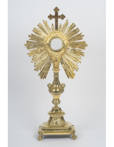 Ostensoir en bronze doré à décor de chérubins, d'époque Napoléon III (1848-1870), XIXème siècle.