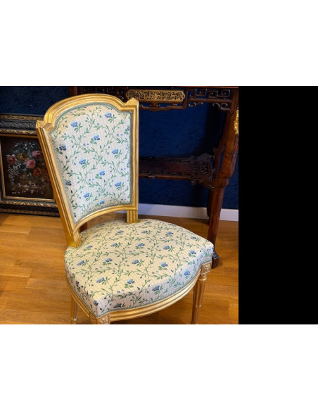 Paire de chaises en bois doré, d'époque Louis XVI (1774-1789), XVIIIème siècle.