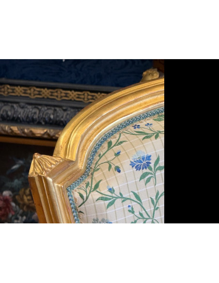 Paire de chaises en bois doré, d'époque Louis XVI (1774-1789), XVIIIème siècle.