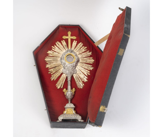 Ostensoir en bronze doré à...