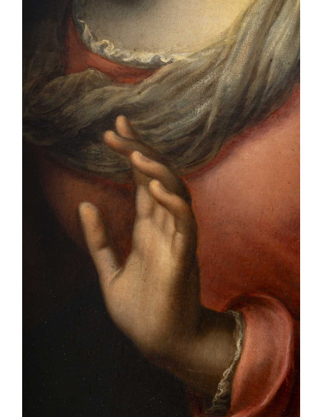 Ecole Italienne du XVIIIé siècle.Vierge à l'enfant.Huile sur toile.