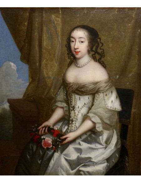 Charles Beaubrun (1604 - 1694): Portrait of Henrietta of England, duchess of Orléans. 17th century.