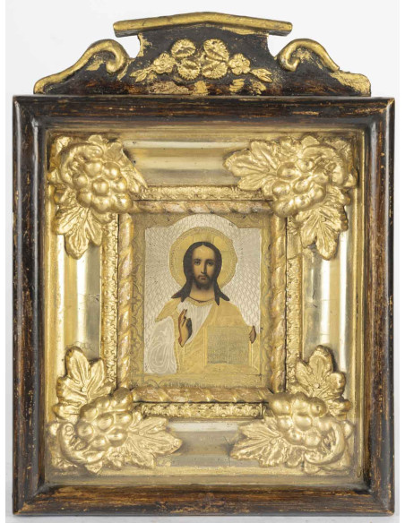 Icon depicting Christ Pantocrator blessing, Russia, 19th century.
