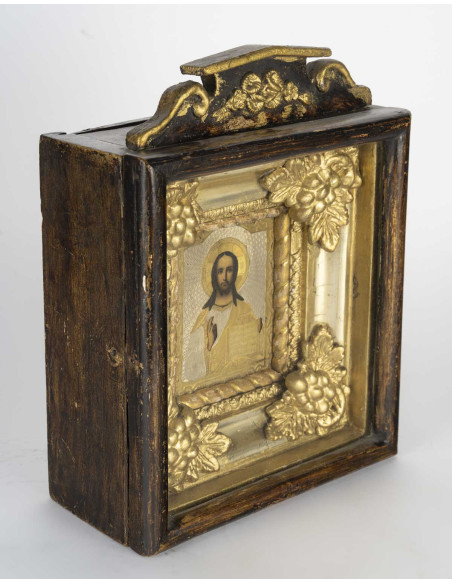 Icone représentant le Christ Pantocrator bénissant, Russie, XIXème siècle.