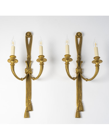 Grande paire d'appliques en bronze...