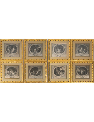 Suite de 8 gravures encadrées....