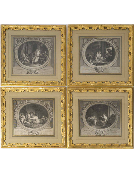 Suite de 8 gravures encadrées. XVIIIème et XIXème siècle.