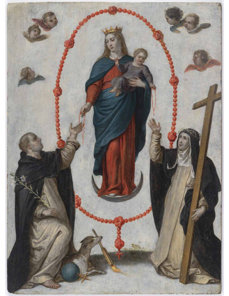 Oil on wood depicting the Virgin and Child, 17th century.