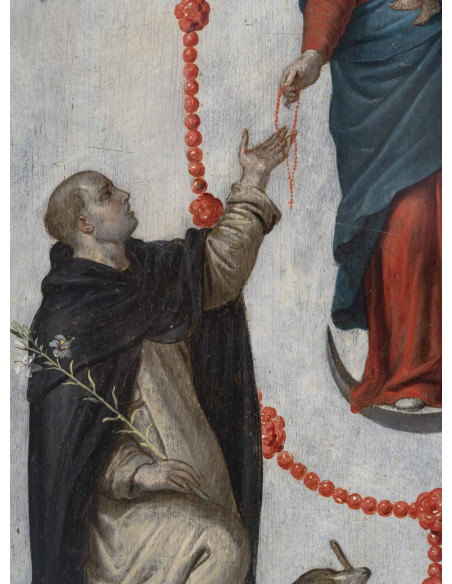 Oil on wood depicting the Virgin and Child, 17th century.