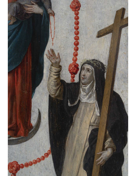Oil on wood depicting the Virgin and Child, 17th century.