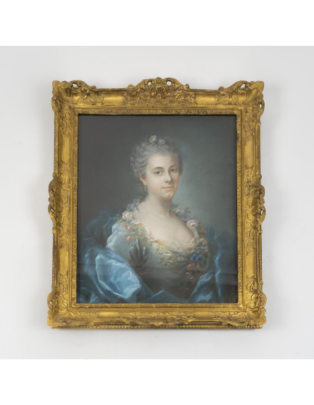 Portrait de "La marquise de Lage", d'époque Louis XV (1724-1774). XVIIIème siècle.