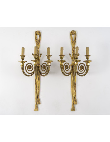 Pair Of Gilt Bronze Sconces. Early...