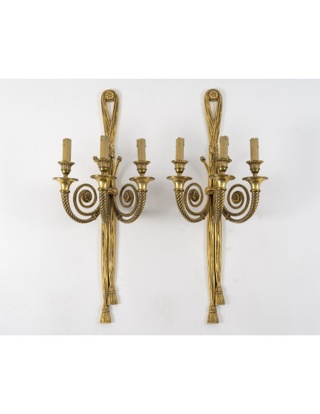 Pair Of Gilt Bronze Sconces. Early 20th Century.