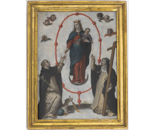 Oil on wood depicting the...