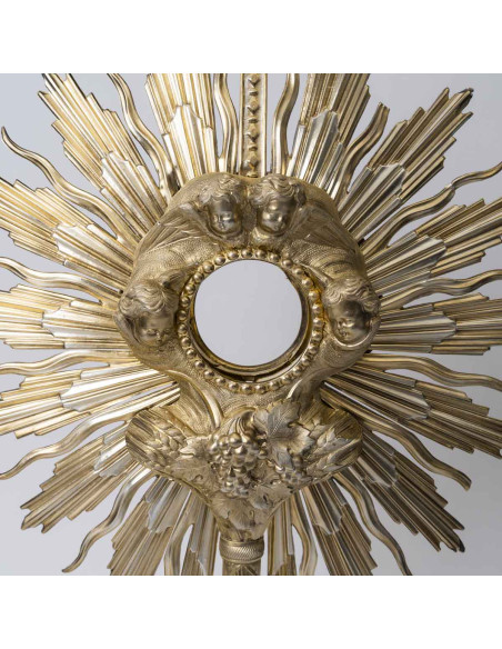 Silver And Vermeil Monstrance Decorated With Cherubs, From The Napoleon III Period (1848–1870), 19th Century.